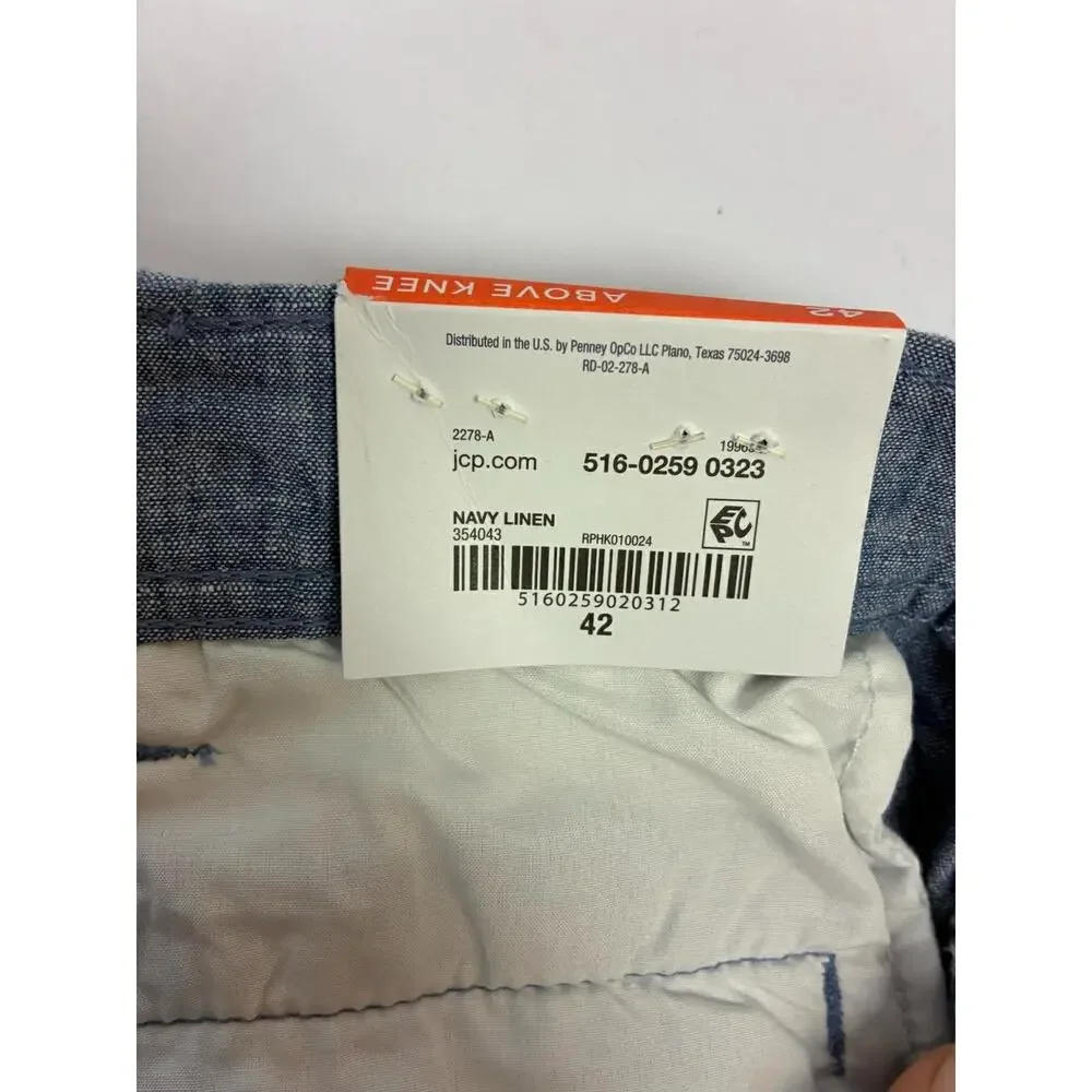 St. John's Mens Flat Front Shorts 42 Blue Chambray Comfort Stretch 9